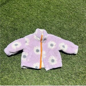 Floral Fleece Jacket - Purple and White